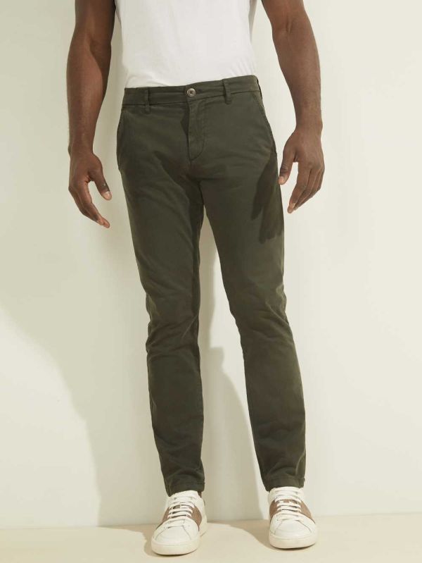 Guess Myron Twill Skinny Byxor Herr Gröna | 570149-HWG
