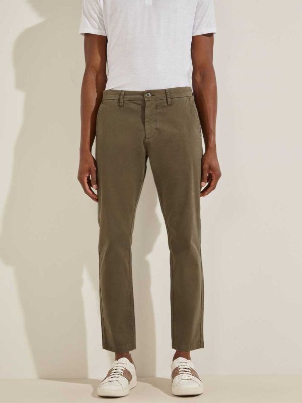 Guess Myron Twill Skinny Byxor Herr Olivgröna | 386791-JKU