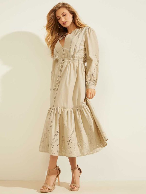 Guess Natia Maxi Klänning Dam Beige Olika Färger | 568097-RQT