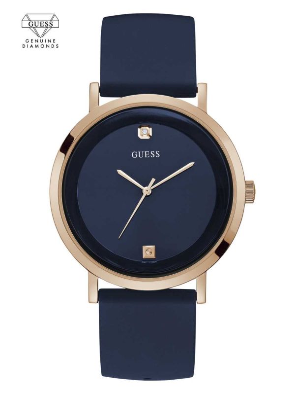 Guess Navy and Rose Gold-Tone Analog Klocka Herr Blå | 239684-LSV