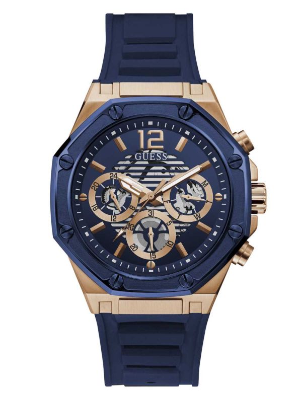 Guess Navy and Rose Gold-Tone Multifunction Klocka Herr Olika Färger | 456130-ULQ