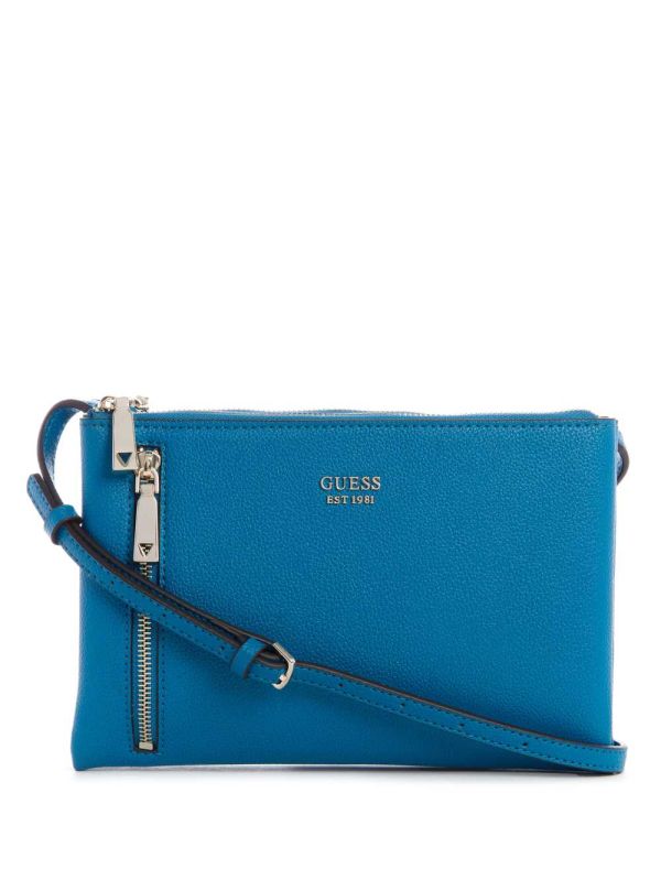 Guess Naya Double-Zip Crossbody Väska Dam Marinblå | 521908-SMD