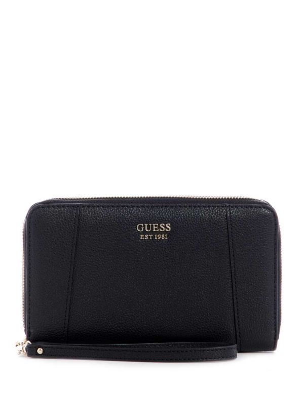 Guess Naya Double Zip Wristlet Plånbok Dam Svarta | 761359-EPT