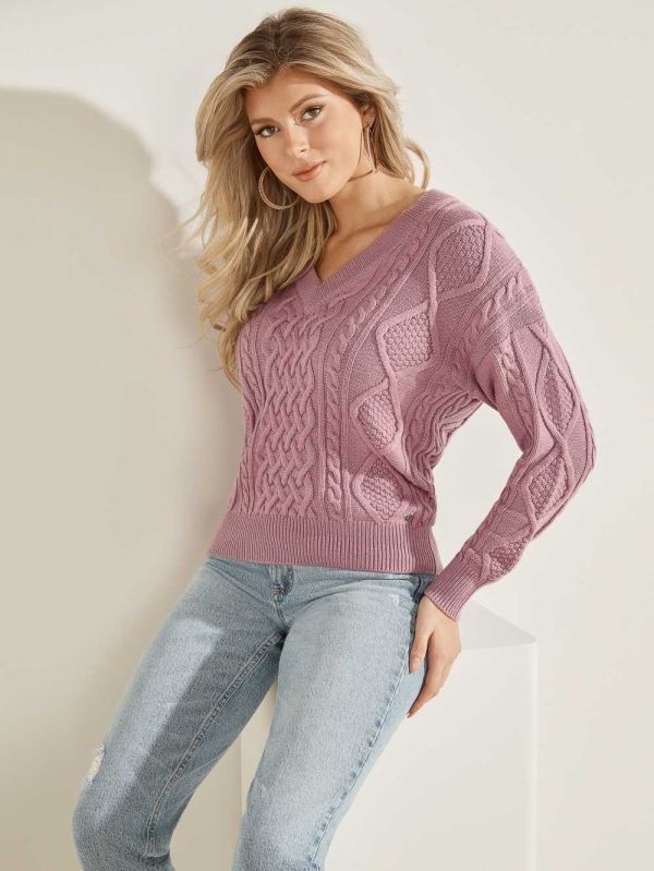 Guess Noemi Cable Knit Tröjor Dam Korall | 136097-ZPK