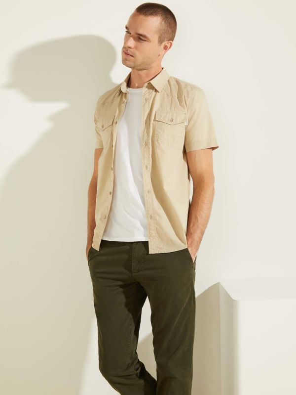 Guess Nottingham Western Skjorta Herr Khaki | 208614-YEH