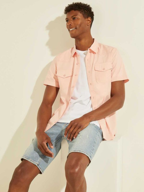 Guess Nottingham Western Skjorta Herr Rosa Rosa | 285647-BAH
