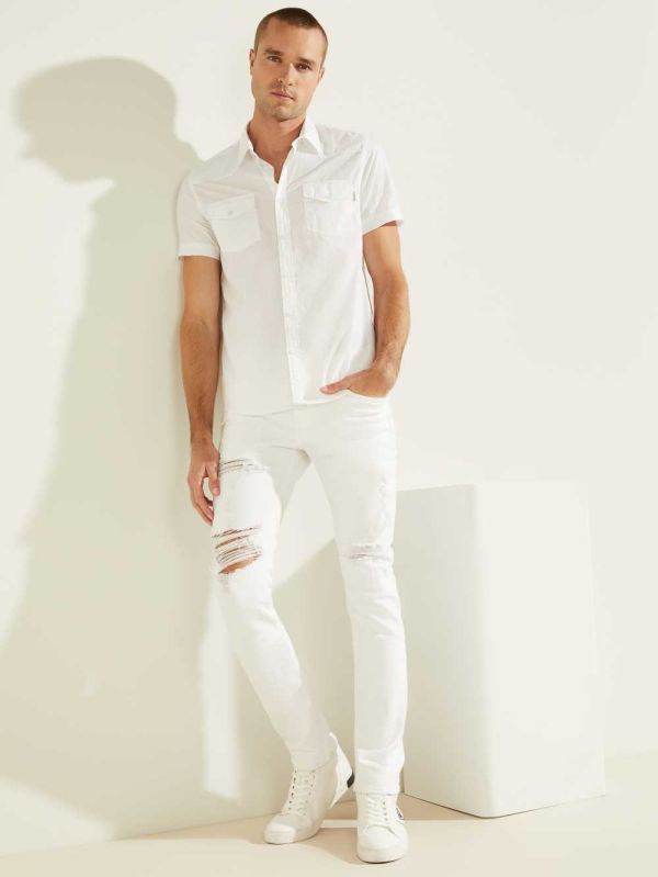 Guess Nottingham Western Skjorta Herr Vita | 639457-TAD