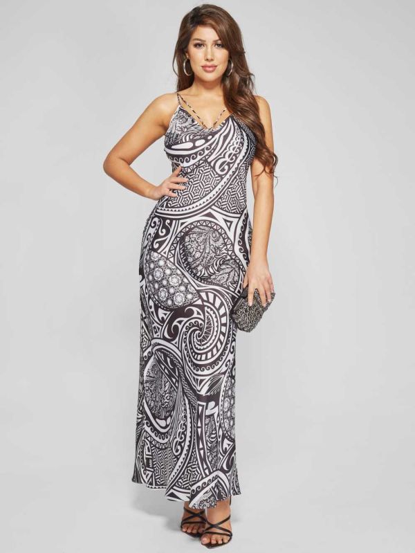 Guess Nouveau Maxi Slip Klänning Dam Blommiga Grå | 742091-ZYM
