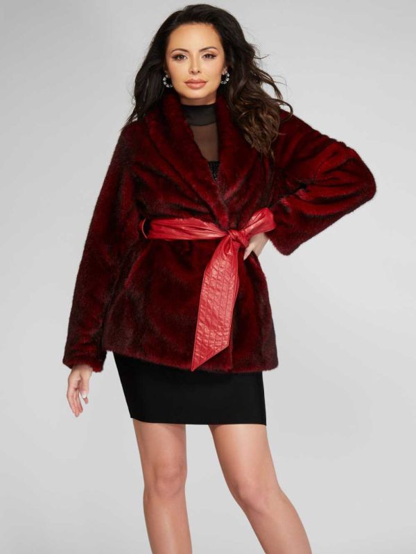 Guess Olaia Faux-Fur Rockar Dam Röda Olika Färger | 426098-ZDY