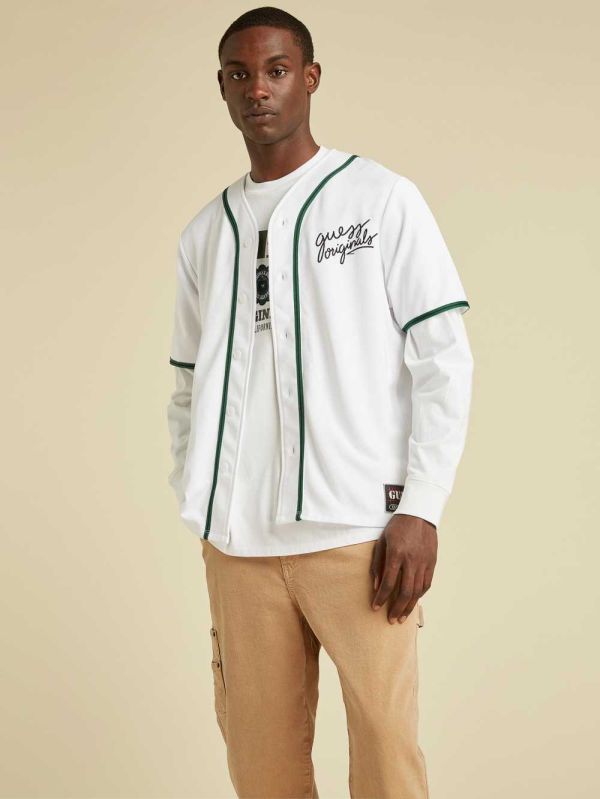 Guess Original Baseball Jersey T-shirt Herr Vita | 219584-HIG