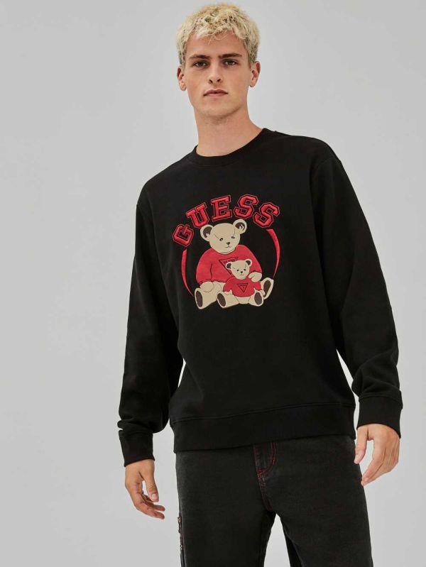 Guess Original Bear Crewneck Sweatshirt Herr Svarta | 195807-HPG