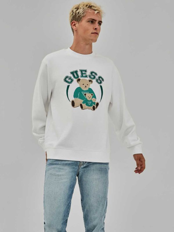 Guess Original Bear Crewneck Sweatshirt Herr Vita | 618903-GRN