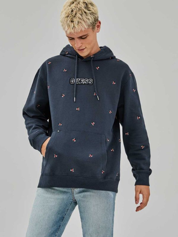 Guess Original Bear Hoodie Herr Blå Olika Färger | 597462-TWL