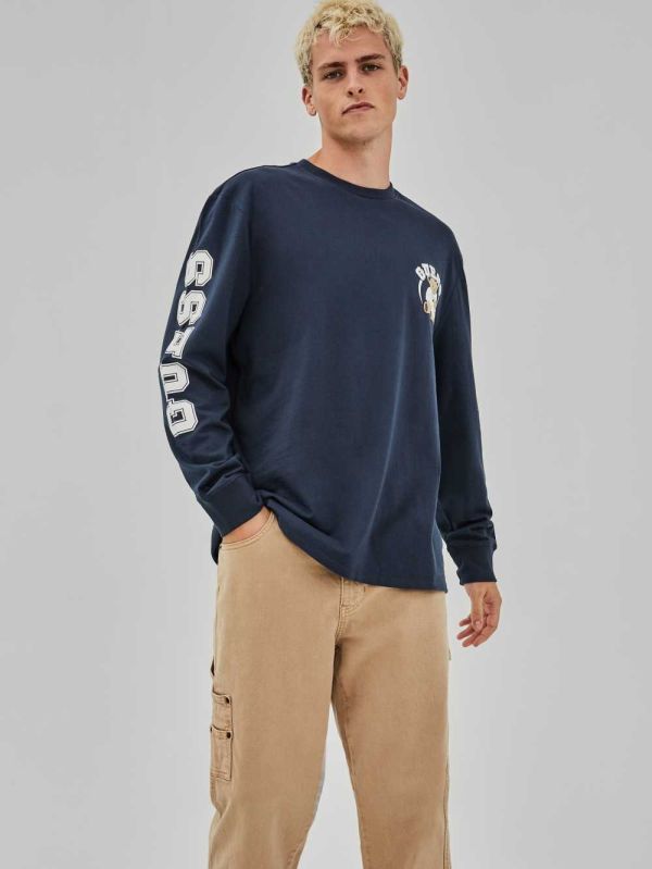 Guess Original Bear Long-Sleeve T-shirt Herr Blå | 495671-RZH