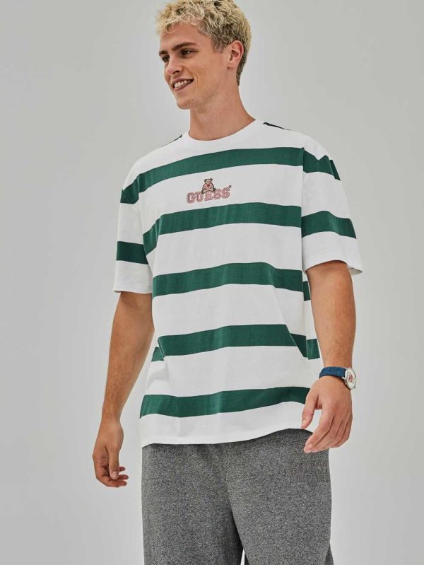 Guess Original Bear Stripe T-shirt Herr Mörkolika Färger | 975384-KVZ