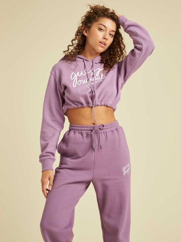 Guess Original Cropped Hoodie Dam Lila | 439672-IJA
