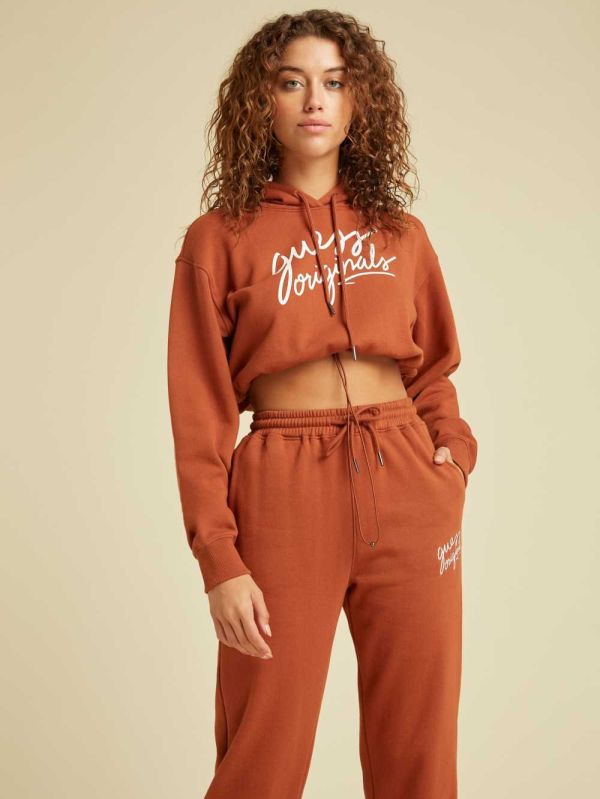 Guess Original Cropped Hoodie Dam Röda | 483621-UWK