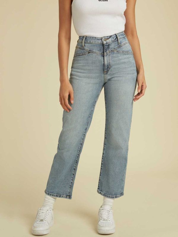 Guess Original Cropped Mom Jeans Dam Ljustvätt | 697534-WTL
