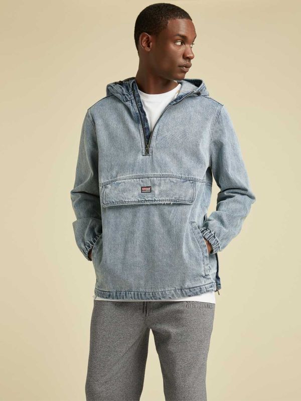 Guess Original Denim Anorak Jacka Herr Grå Tvätt | 394201-VIT