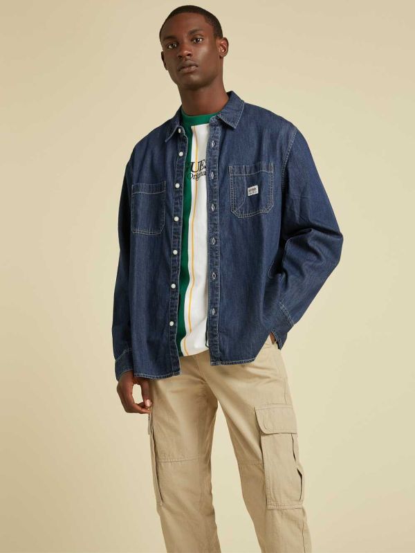 Guess Original Denim Skjorta Herr Mörktvätt | 386054-NWD