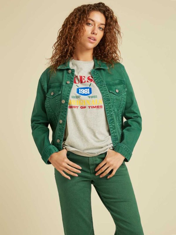 Guess Original Dyed Denim Jacka Dam Gröna Tvätt | 573062-ZOW