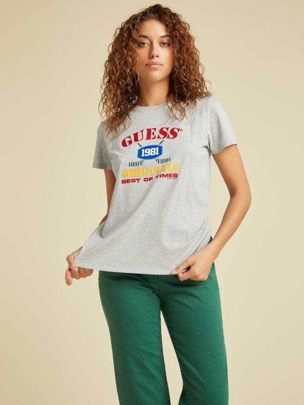 Guess Original Easy Logo T-shirt Dam Ljusgrå | 263178-QBN