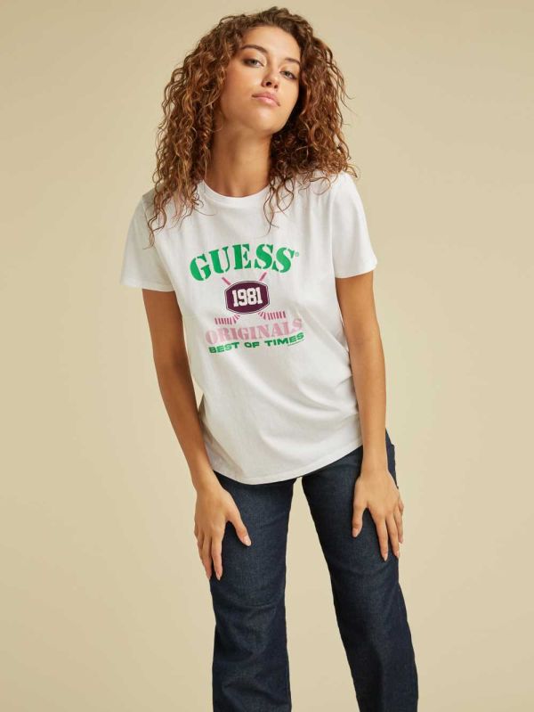 Guess Original Easy Logo T-shirt Dam Vita | 298365-GRY