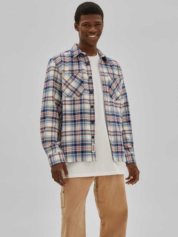 Guess Original Flannel Skjorta Herr Blå Olika Färger | 549087-BGU