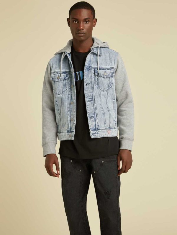 Guess Original Hooded Denim Jacka Herr Ljustvätt | 085941-EMP