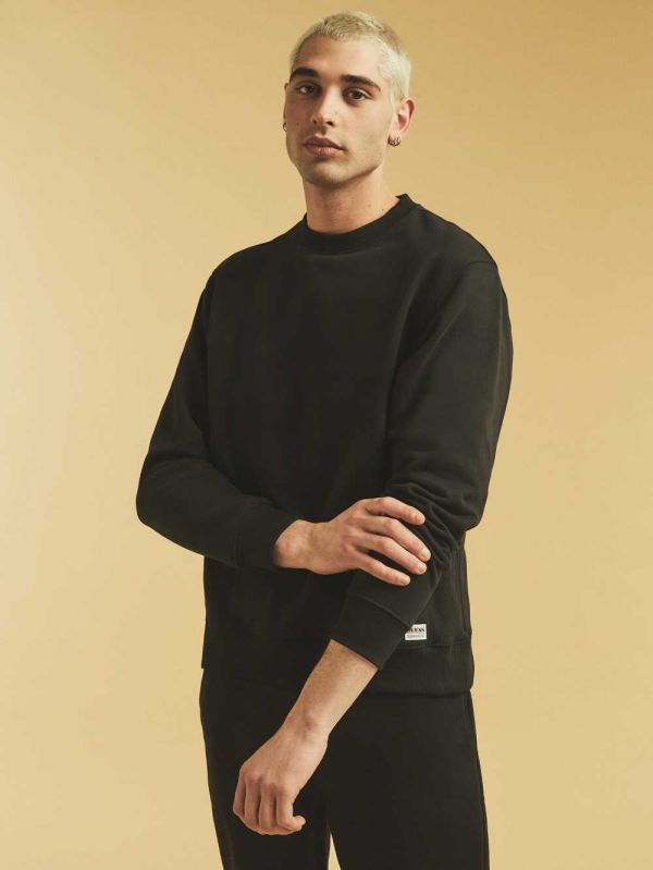 Guess Original Kit Crewneck Pullover Sweatshirt Herr Svarta | 507213-WYC