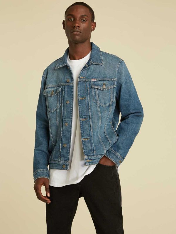 Guess Original Kit Denim Jacka Herr Mörkblå Tvätt | 389257-PGY