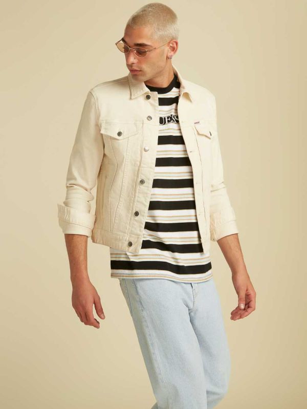 Guess Original Kit Denim Jacka Herr Vita Tvätt | 695238-MRG