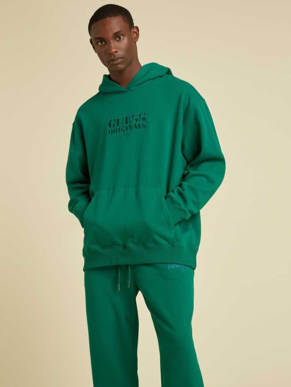 Guess Original Kit Logo Hoodie Herr Gröna | 915803-UIE