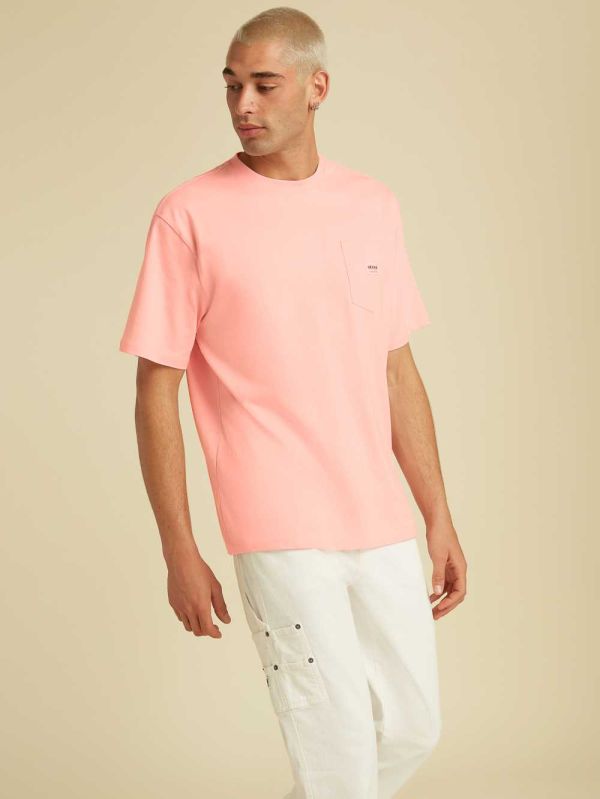 Guess Original Kit Pocket T-shirt Herr Rosa | 160728-ZXD