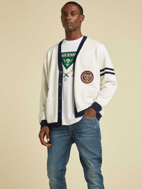 Guess Original Logo Cardigan Herr Vita | 120849-HOQ