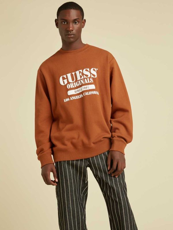 Guess Original Logo Crewneck Sweatshirt Herr Röda | 072168-XVG