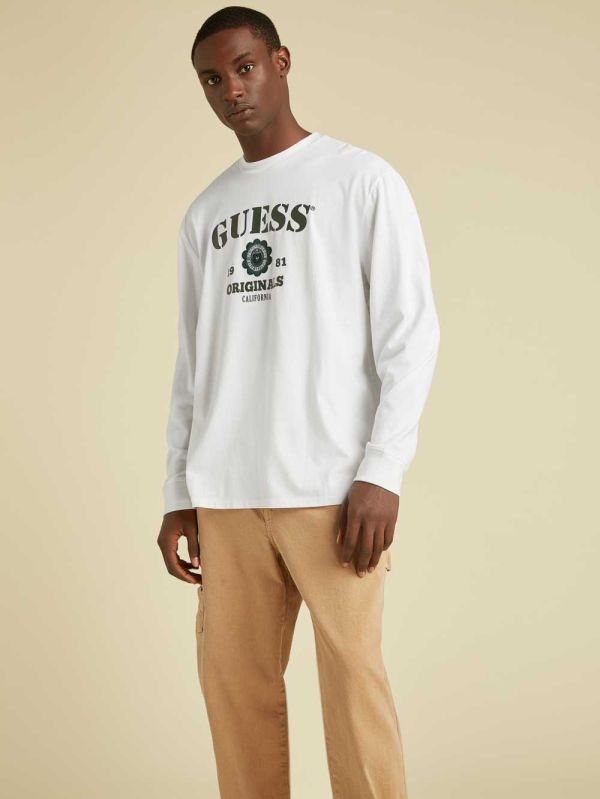 Guess Original Logo Long Sleeve T-shirt Herr Vita | 253061-IST