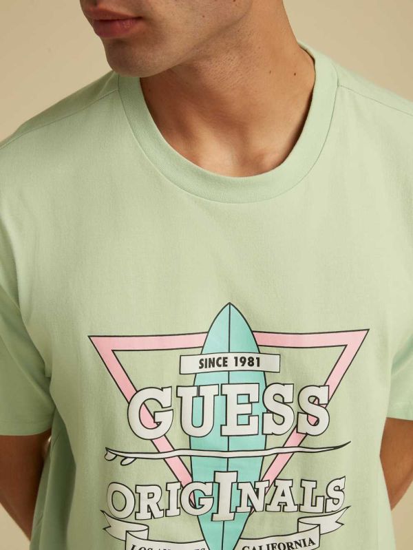 Guess Original Logo T-shirt Herr Ljusblå | 461937-PIC