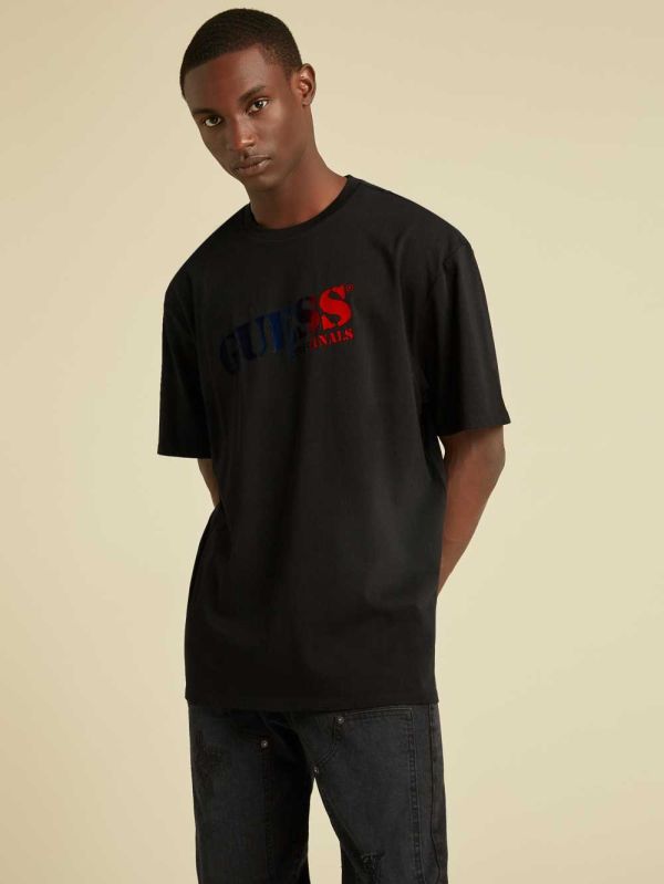 Guess Original Ombre Logo T-shirt Herr Svarta | 039572-URD