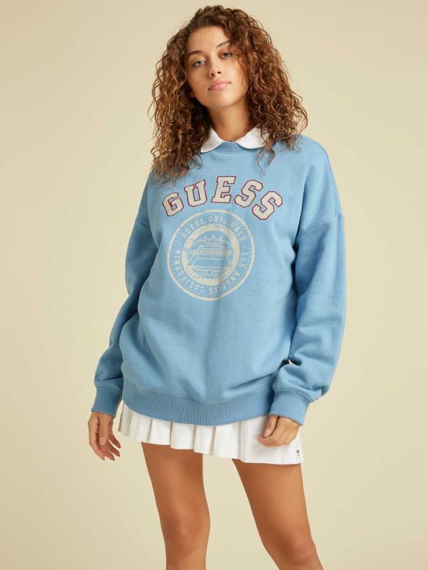 Guess Original Oversized Pullover Sweatshirt Dam Blå | 097623-QLG