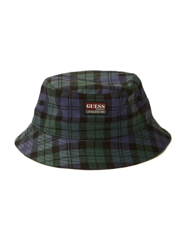 Guess Original Plaid Bucket Hatt Dam Gröna Olika Färger | 218647-IOH