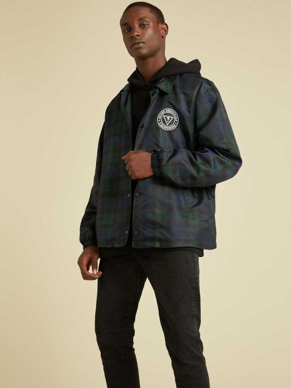 Guess Original Plaid Coach Jacka Herr Gröna Olika Färger | 263810-GLI