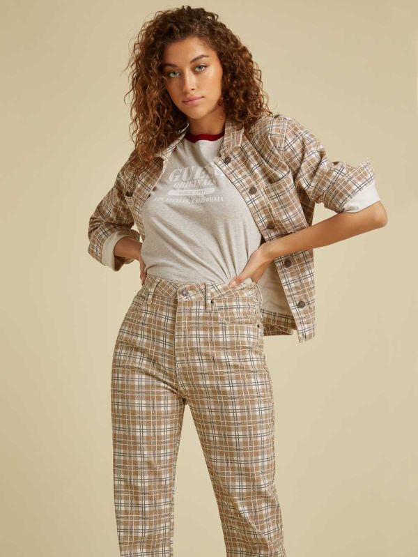 Guess Original Plaid Denim Jacka Dam Bruna Olika Färger | 064571-ILO