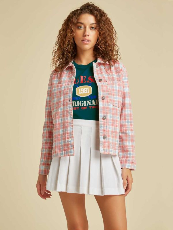 Guess Original Plaid Denim Jacka Dam Röda Olika Färger | 120956-LNA