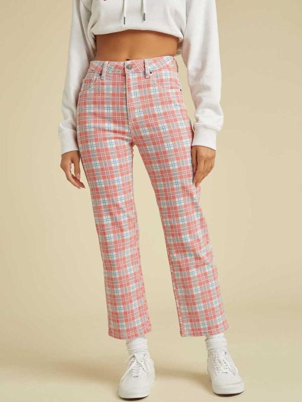 Guess Original Plaid Mom Jeans Dam Röda Olika Färger | 752048-VAB