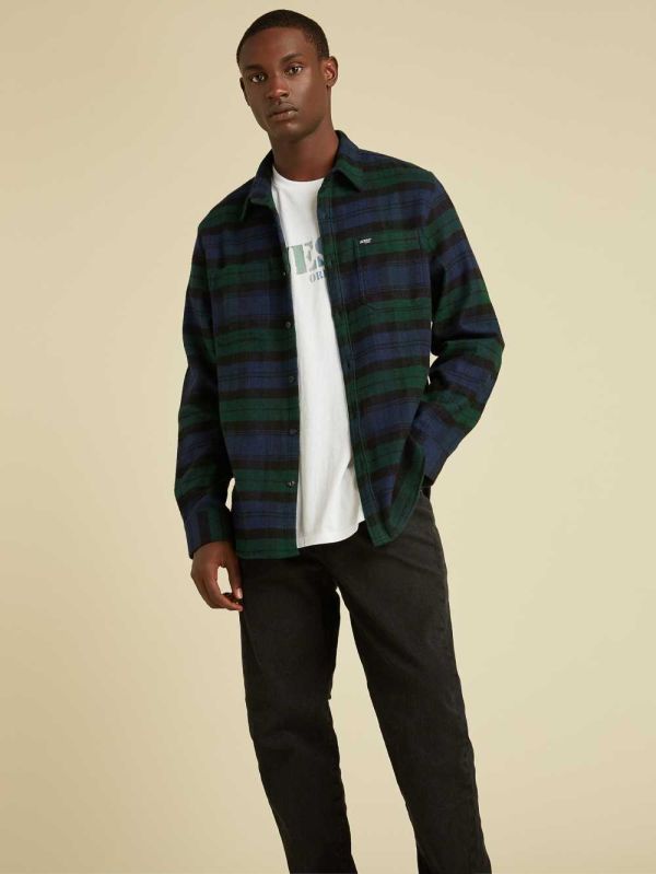 Guess Original Plaid Skjorta Herr Gröna Olika Färger | 478023-MZG