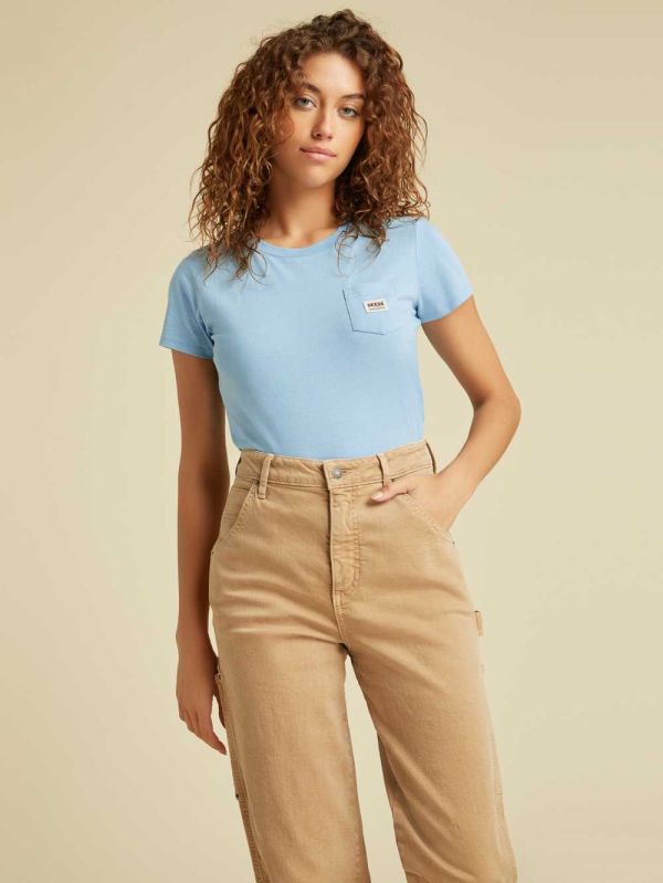 Guess Original Pocket Baby T-shirt Dam Blå | 192567-OID