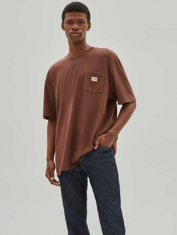 Guess Original Pocket T-shirt Herr Choklad | 348056-EYA