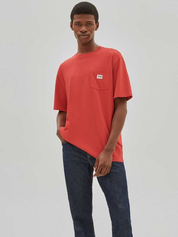 Guess Original Pocket T-shirt Herr Röda | 803216-WKA