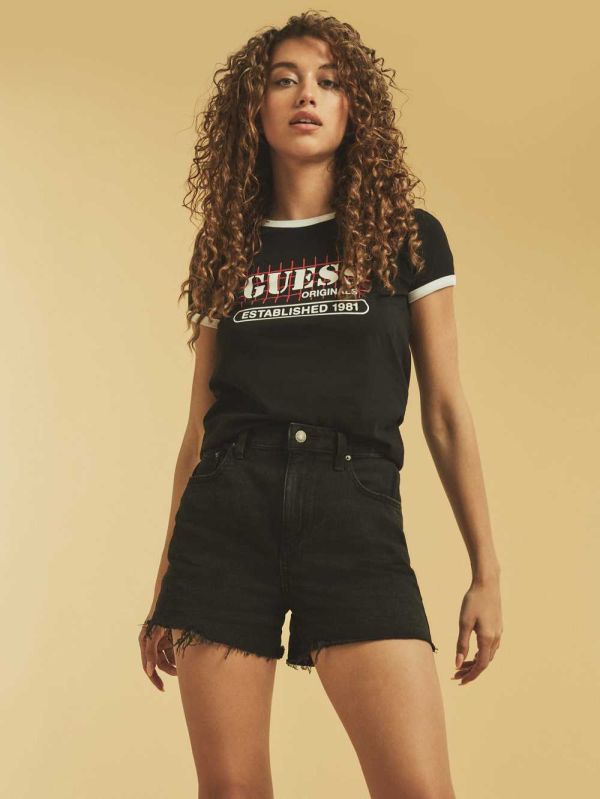 Guess Original Ringer T-shirt Dam Svarta Olika Färger | 042953-EYJ